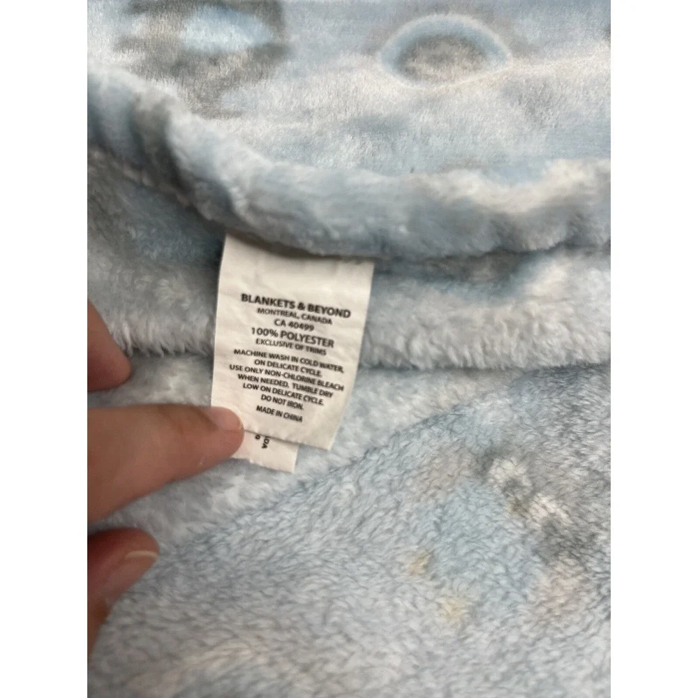 HTF Blankets & Beyond Baby Blanket Blue And Grey Elephant Owl Circles Plush Read
